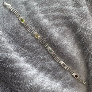 Sterling Silver Garnet Amethyst Citrine Topaz and Peridot Bracelet